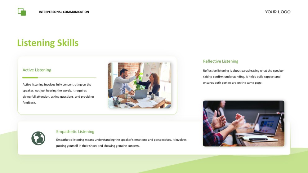 Green Easy-Going Interpersonal Communication PPT Presentation Template
