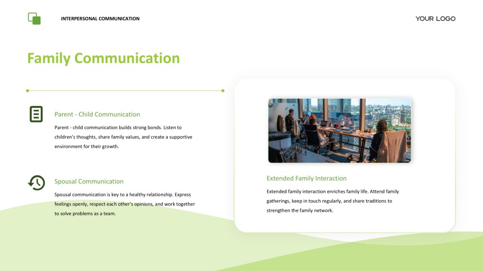Green Easy-Going Interpersonal Communication PPT Presentation Template