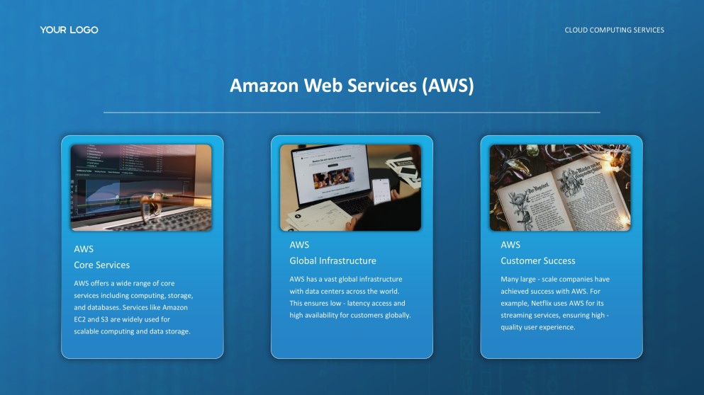 Template PPT Layanan Komputasi Awan Jenis Bisnis Teknologi Tinggi Biru