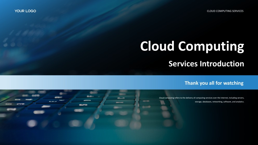 Template PPT Layanan Komputasi Awan Jenis Bisnis Teknologi Tinggi Biru