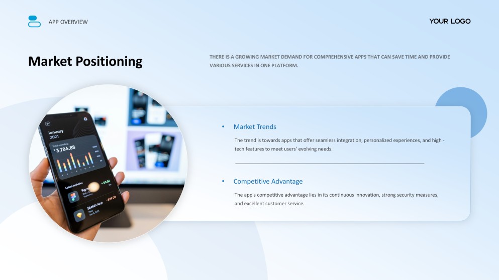 Templat Pembentangan Aplikasi Mudah Alih Gaya Perniagaan Biru Muda