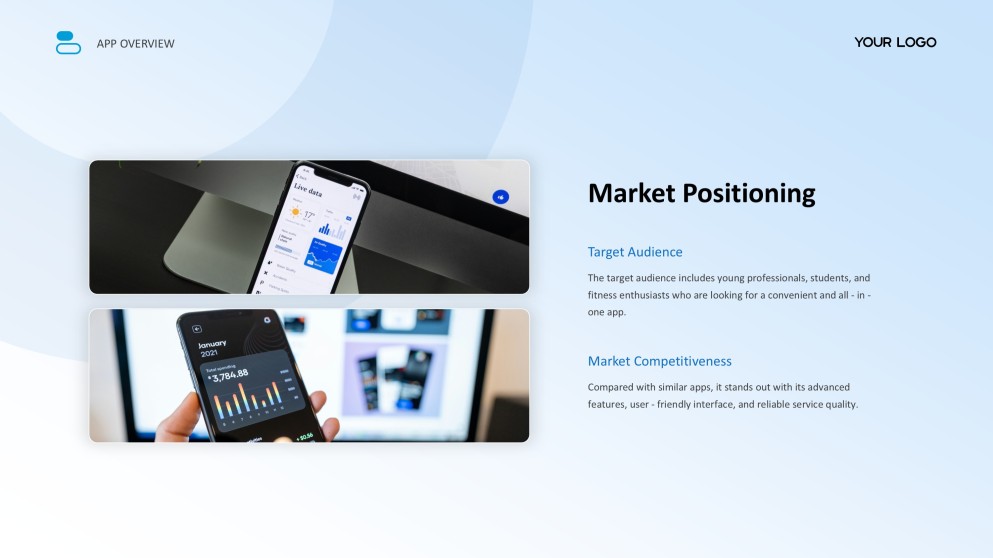 Templat Pembentangan Aplikasi Mudah Alih Gaya Perniagaan Biru Muda