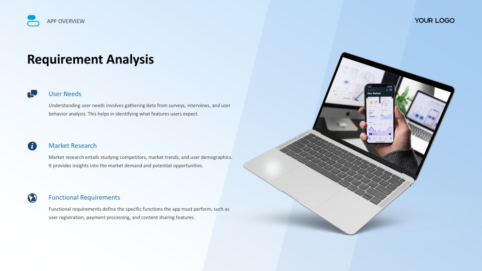 Templat Pembentangan Aplikasi Mudah Alih Gaya Perniagaan Biru Muda