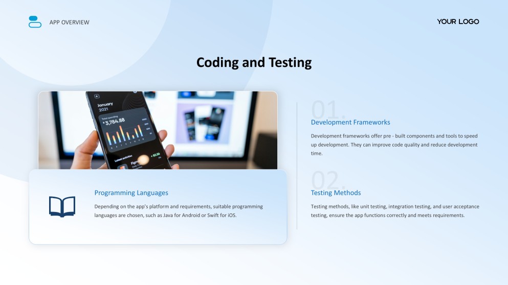 Templat Pembentangan Aplikasi Mudah Alih Gaya Perniagaan Biru Muda