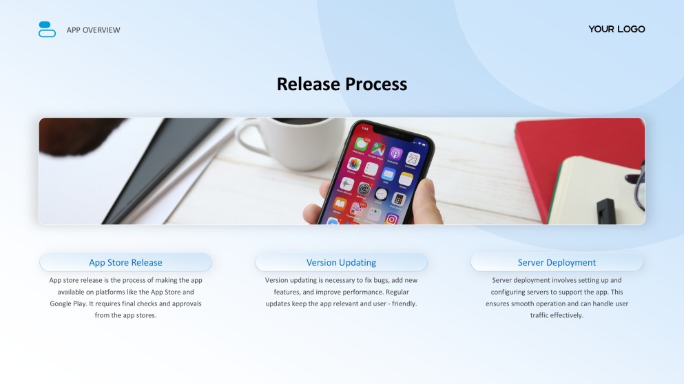 Templat Pembentangan Aplikasi Mudah Alih Gaya Perniagaan Biru Muda