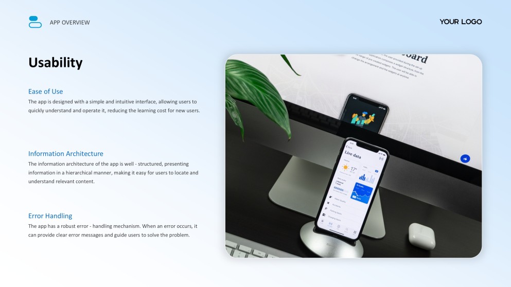 Templat Pembentangan Aplikasi Mudah Alih Gaya Perniagaan Biru Muda