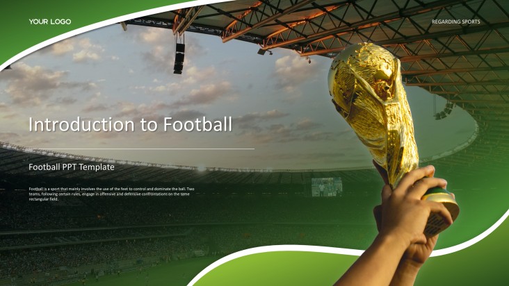 緑のグラデーション熱狂的なサッカーPPTテンプレート