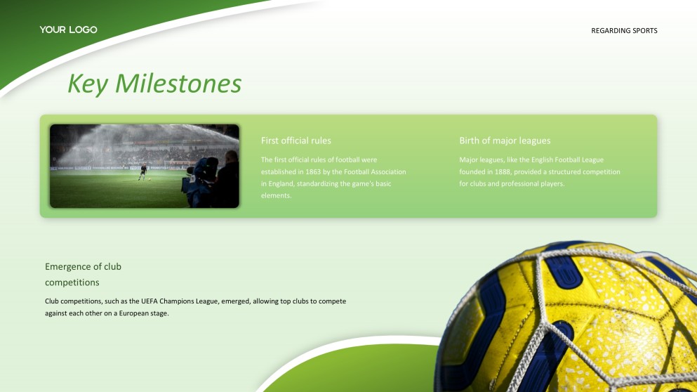 緑のグラデーション熱狂的なサッカーPPTテンプレート