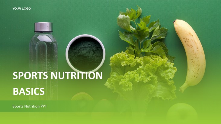 新鮮で健康的なライムグリーンのスポーツ栄養PPTテンプレート