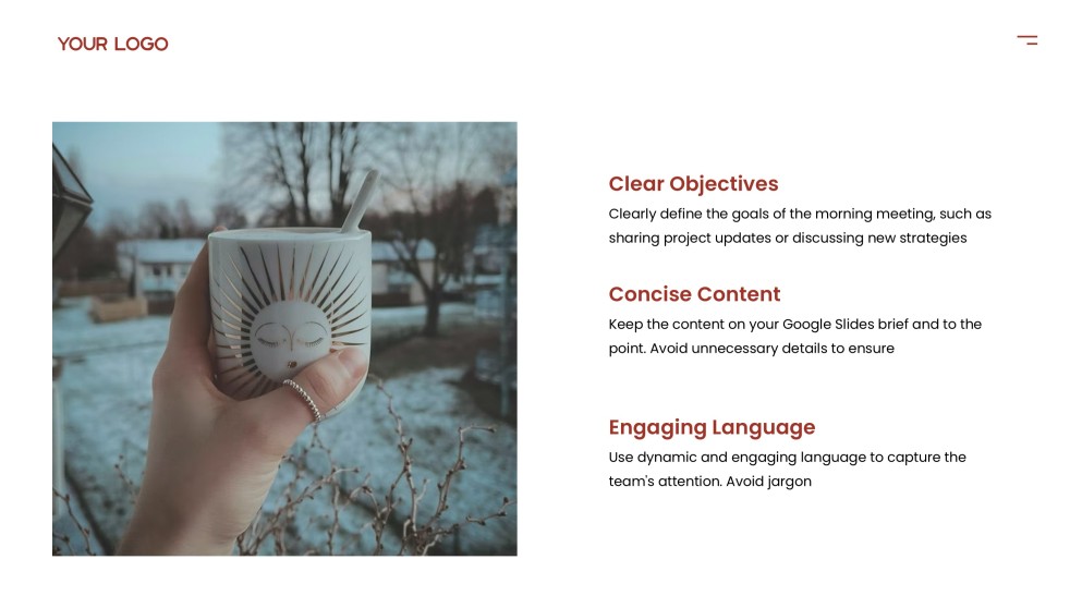 Red Business Style Morning Meeting Google Slides Theme