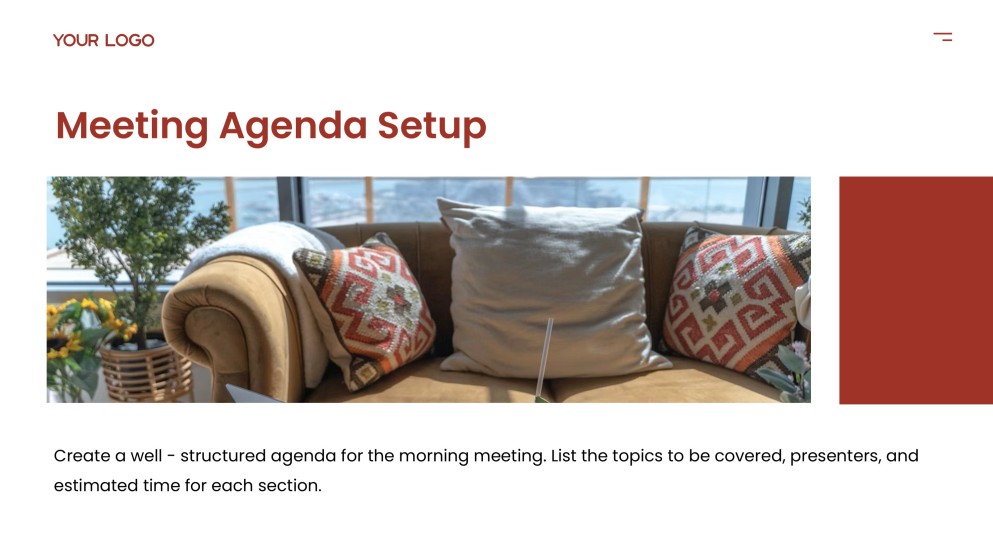 Red Business Style Morning Meeting Google Slides Theme