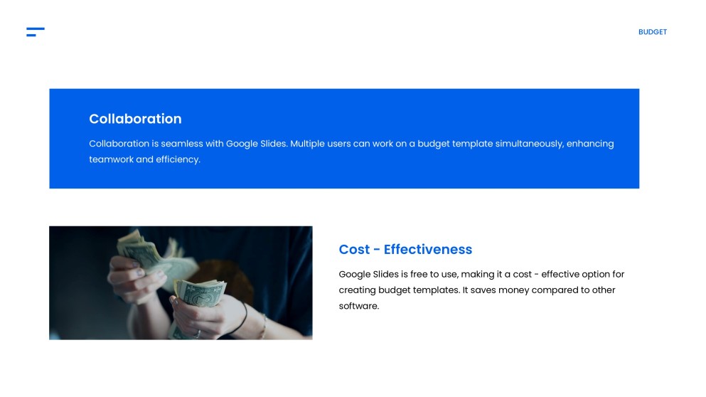 Blue Simple Google Slides Budget Template