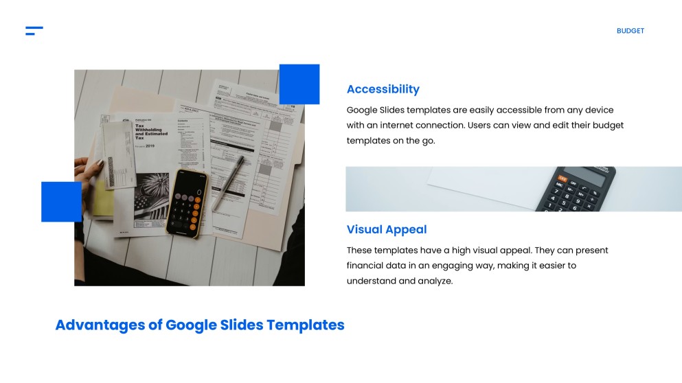 Blue Simple Google Slides Budget Template