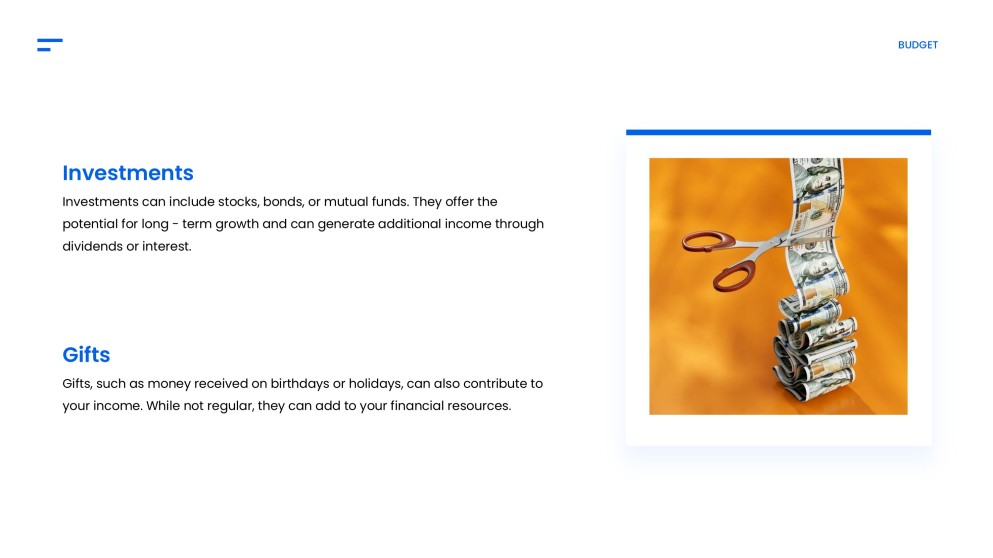 Blue Simple Google Slides Budget Template