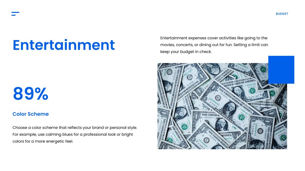 Blue Simple Google Slides Budget Template