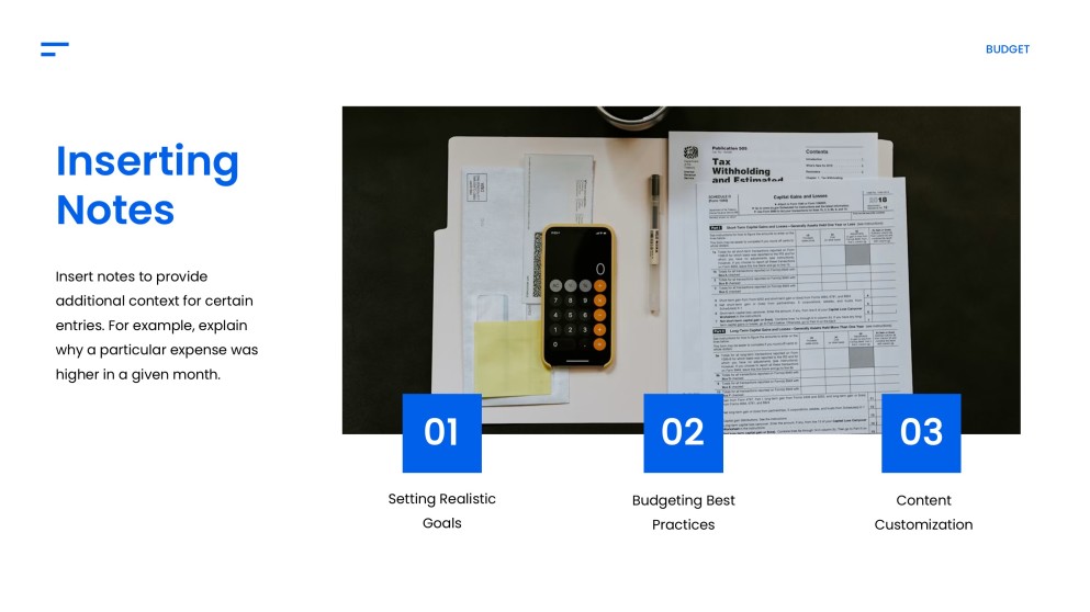 Blue Simple Google Slides Budget Template