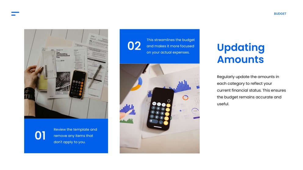 Blue Simple Google Slides Budget Template
