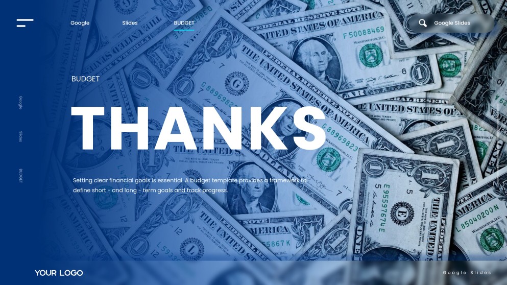 Blue Simple Google Slides Budget Template