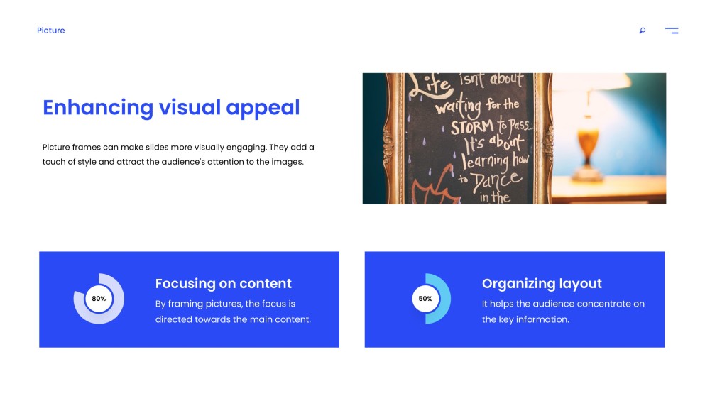 Blue Minimalist Picture Frame PowerPoint Template