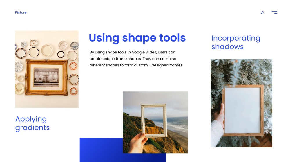 Blue Minimalist Picture Frame PowerPoint Template