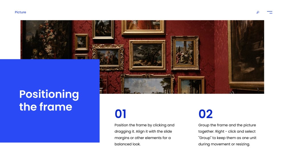 Blue Minimalist Picture Frame PowerPoint Template