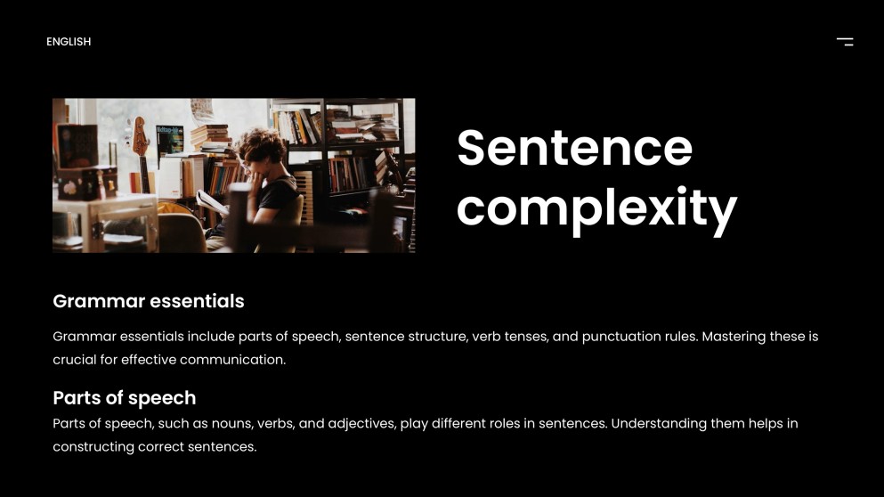 學術基礎英語文法PPT範本（深色背景）