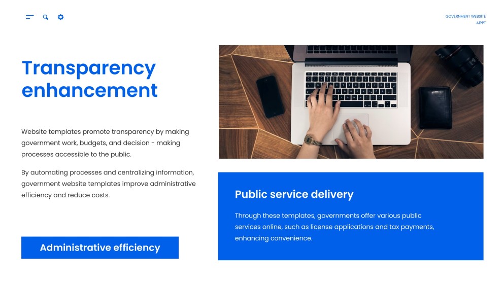 Blue High-Tech Style Goverment Website Template for PPT