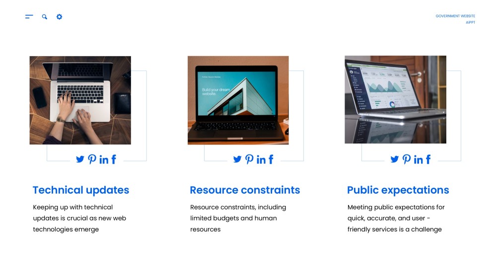 Blue High-Tech Style Goverment Website Template for PPT