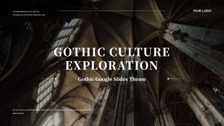 Black Gothic Google Slides Theme in Ornate Victorian Style