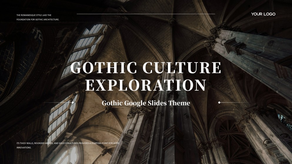 Black Gothic Google Slides Theme in Ornate Victorian Style