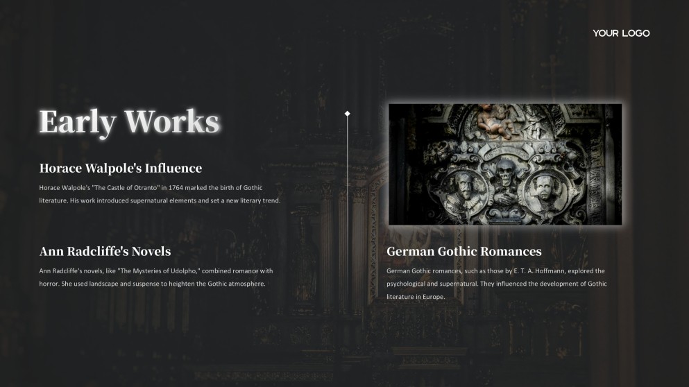 Black Gothic Google Slides Theme in Ornate Victorian Style