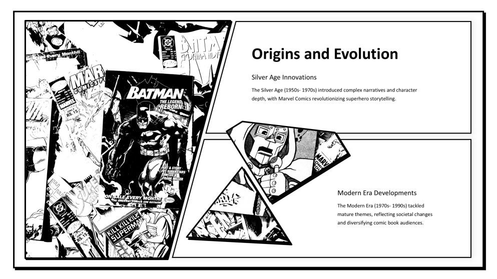 Black and White Animated Comic Book Google Slides Theme