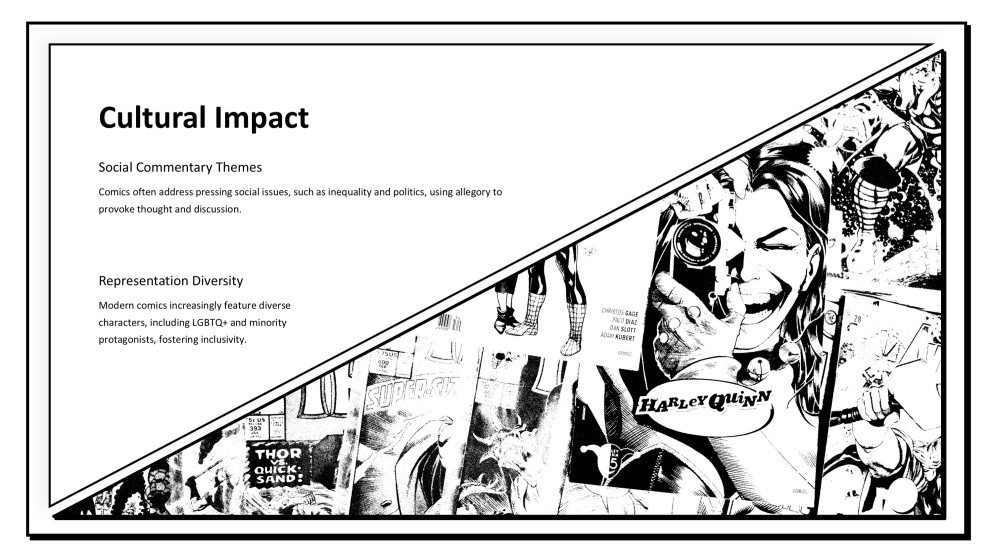 Black and White Animated Comic Book Google Slides Theme