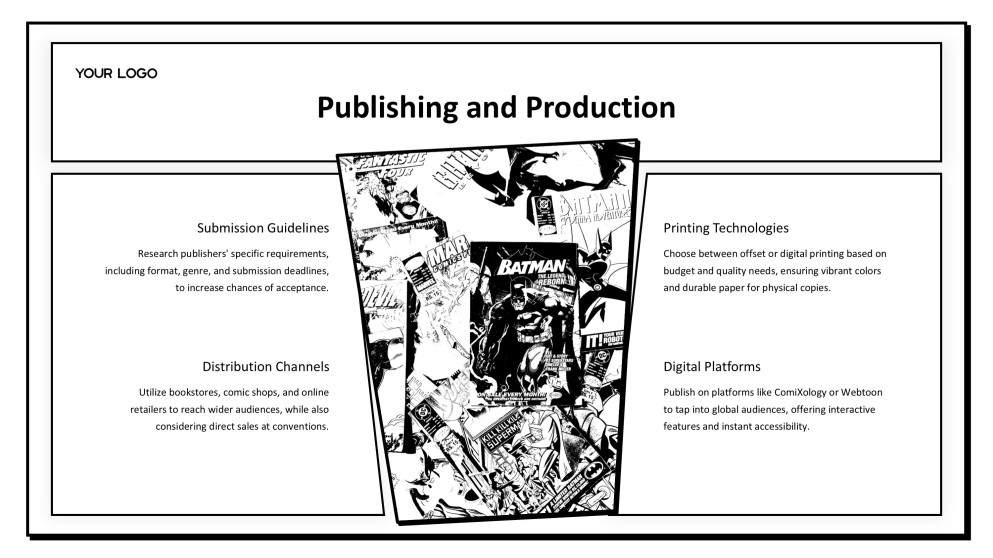 Black and White Animated Comic Book Google Slides Theme