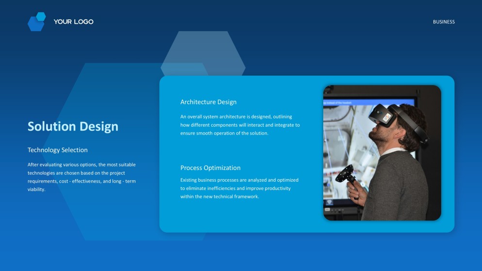Templat PowerPoint & Tema Google Slides Perundingan Teknologi Gaya Perniagaan Biru