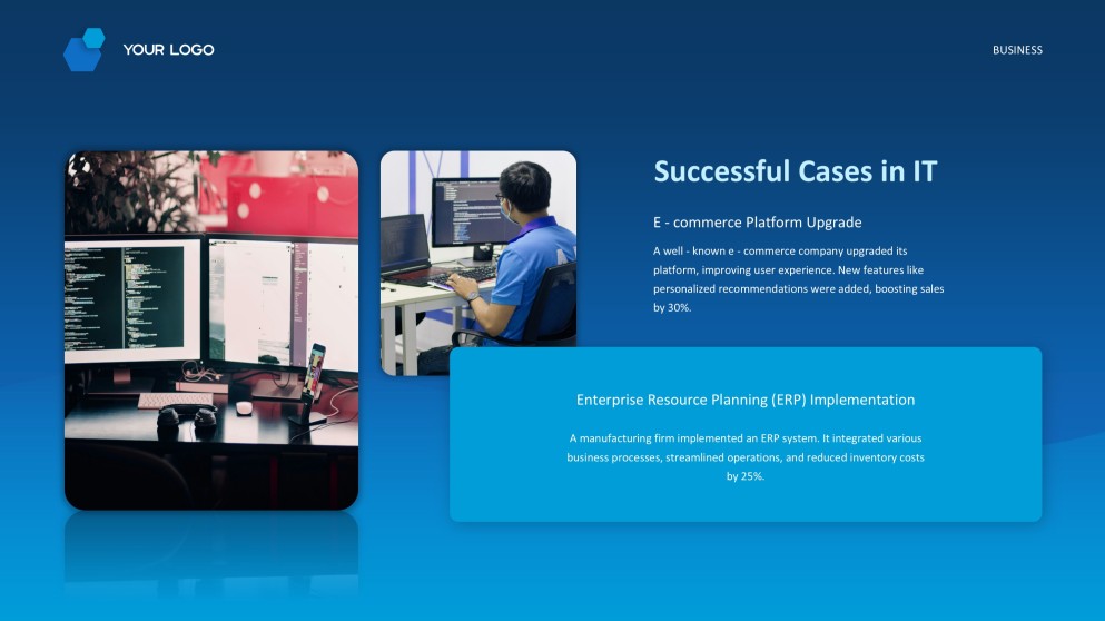 Templat PowerPoint & Tema Google Slides Perundingan Teknologi Gaya Perniagaan Biru