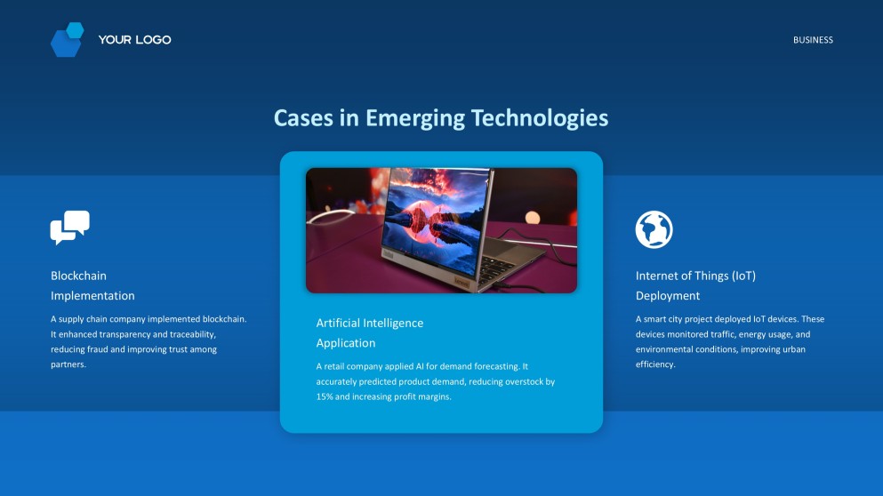 Templat PowerPoint & Tema Google Slides Perundingan Teknologi Gaya Perniagaan Biru