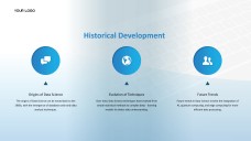 Blue Business Data Science PPT Template with Modern Workspace Photography