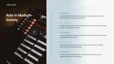 Blue Business Data Science PPT Template with Modern Workspace Photography