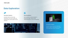 Blue Business Data Science PPT Template with Modern Workspace Photography