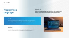 Blue Business Data Science PPT Template with Modern Workspace Photography