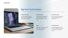 Blue Business Data Science PPT Template with Modern Workspace Photography