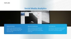 Blue Business Data Science PPT Template with Modern Workspace Photography