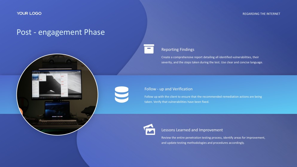 Plantilla PPT de Hacking Ético de Ciberseguridad Azul con Elegantes Iconos 3D