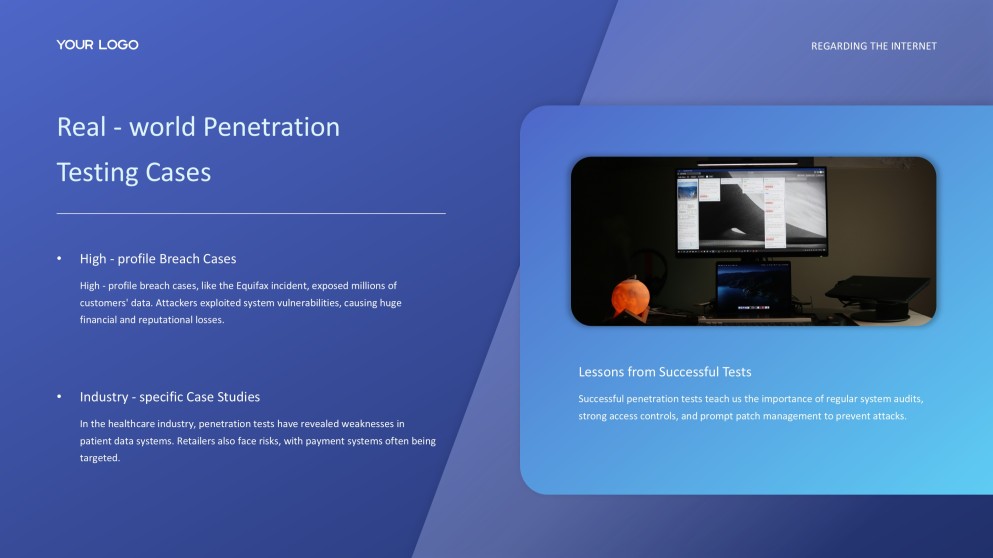Plantilla PPT de Hacking Ético de Ciberseguridad Azul con Elegantes Iconos 3D