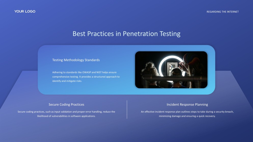 Plantilla PPT de Hacking Ético de Ciberseguridad Azul con Elegantes Iconos 3D