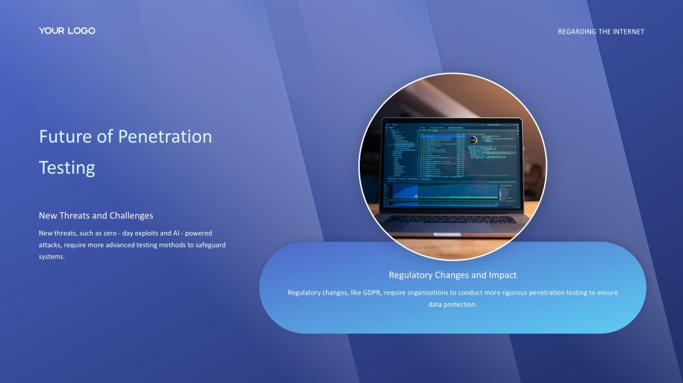 Plantilla PPT de Hacking Ético de Ciberseguridad Azul con Elegantes Iconos 3D
