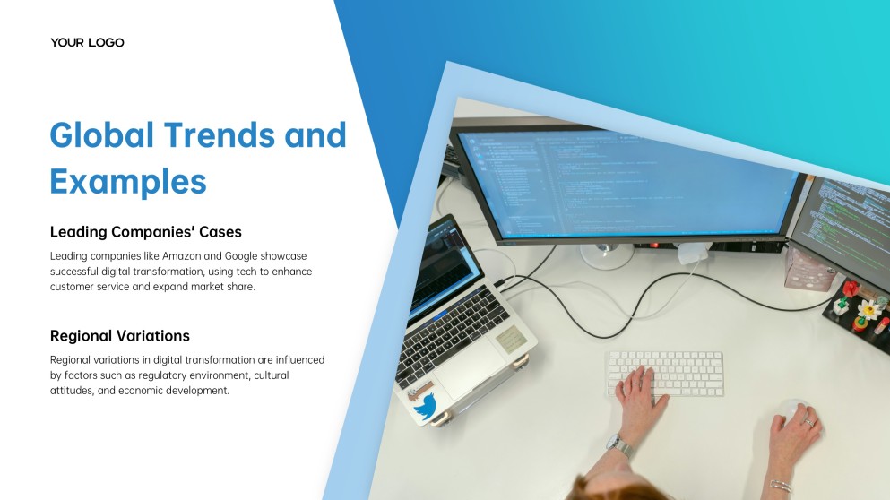 ブルークリーンテックミニマリストデジタルトランスフォーメーションPPTテンプレート