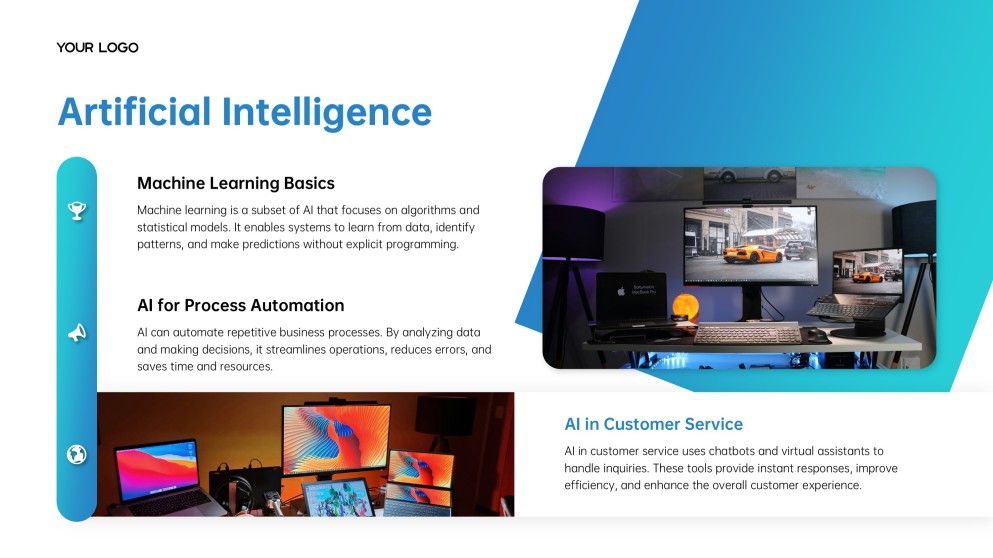 ブルークリーンテックミニマリストデジタルトランスフォーメーションPPTテンプレート