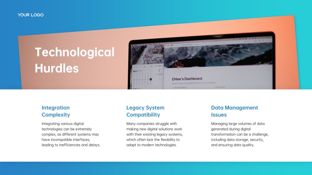 ブルークリーンテックミニマリストデジタルトランスフォーメーションPPTテンプレート